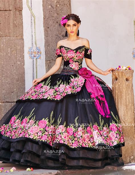 Floral Charro Quinceanera Dress By Ragazza Fashion Mv15