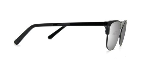 black narrow browline horn rimmed mirrored sunglasses with silver