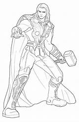 Thor Coloring Pages Superheroes Printable Drawing Kb sketch template