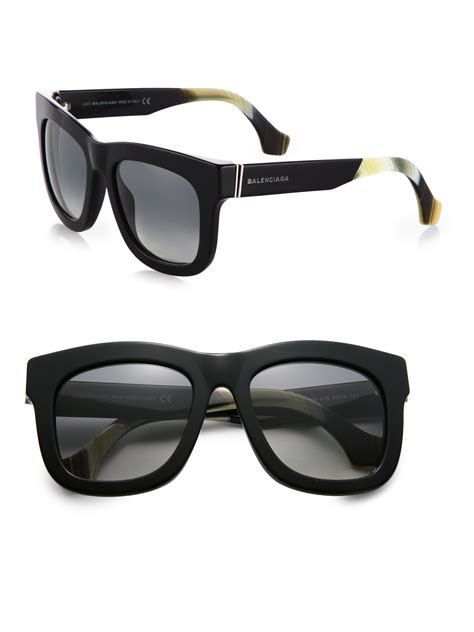 lyst balenciaga oversized square sunglasses in black