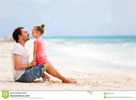father and daughter at beach stock image image of daddy