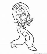 Kim Possible Coloring Pages Cartoon Character Color Kids Sheets Printable Characters Book Gif Found sketch template