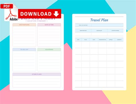 printable itinerary template customize  print