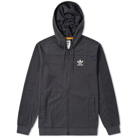 adidas hooded zip track jacket carbon