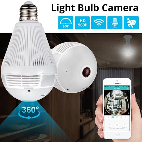 kerui led light p wireless panoramic home security wifi cctv fisheye bulb lamp ip camera