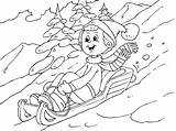 Coloring Pages Tobogganing Winter Kids Colouring Snowman Color Coloringpages4u Online sketch template