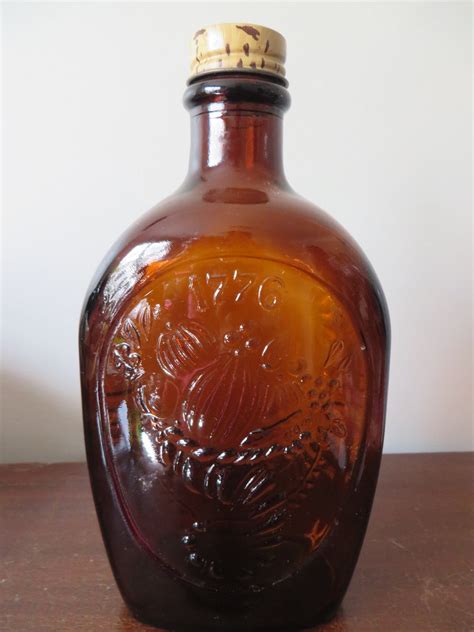 vintage brown bottle log cabin syrup vintage  etsy