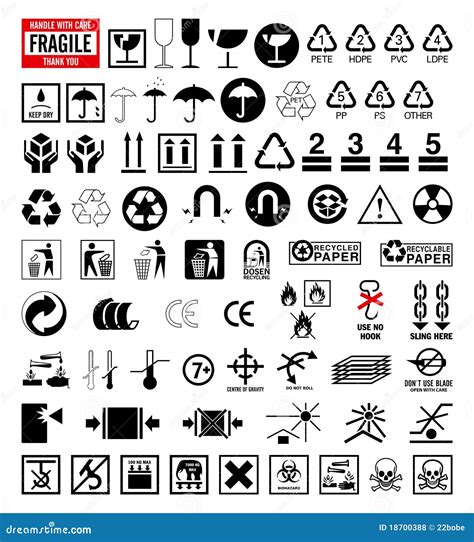 inzameling  van tekens de symbolen van de verpakking en het verschepen vector illustratie