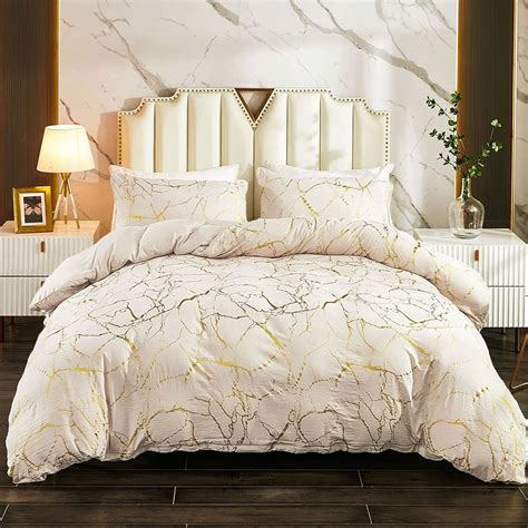 gold metallic marble comforter beigegold king  piece buy