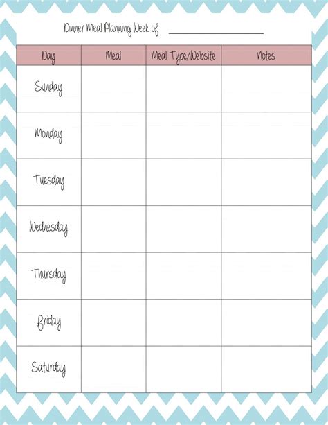 Blank Meal Plan Template Sample Professional Template