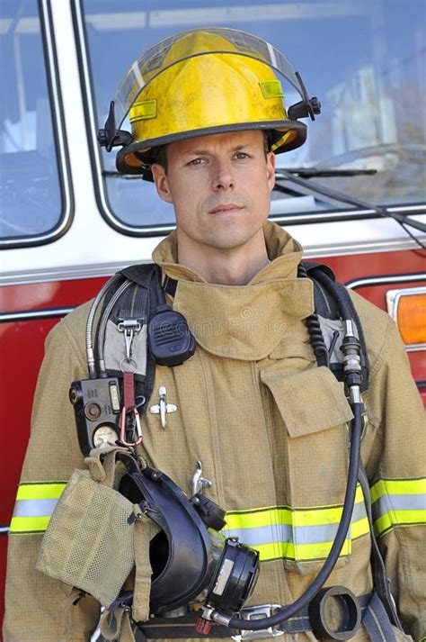 portrait   fireman stock photo image