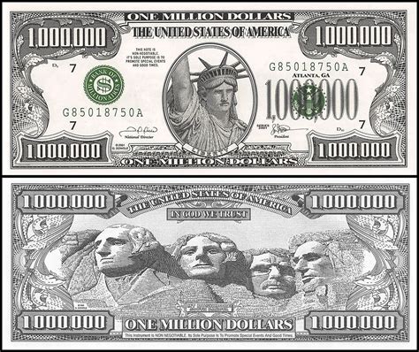 america  million   dollar novelty fantasy money unc play currency
