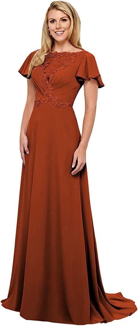 Buy Long Lace Mother Of The Groom Dresses For Wedding Burnt Orange