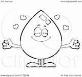Water Drop Cartoon Clipart Mascot Loving Coloring Outlined Vector Cory Thoman Royalty sketch template
