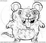 Ugly Rat Cartoon Drooling Outlined Clipart Coloring Vector Thoman Cory Royalty sketch template