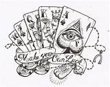 Luck Flush Poker Temporary Chicano Tatoos sketch template