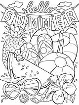 Summer Coloring Pages Sheets Kids Cute Print sketch template