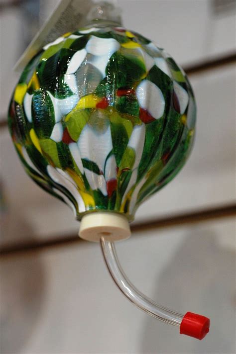 Green Glass Hummingbird Feeder Tamarack Artist Appalachian Glass