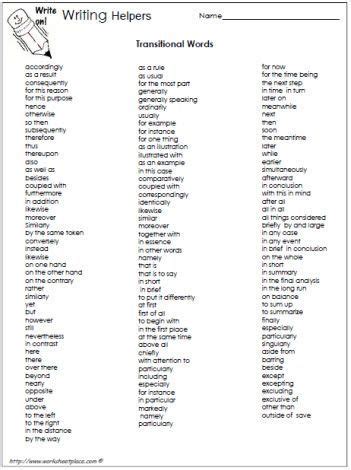 transitional word list  thought    pinned