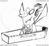 Coffin Vampire Cartoon Halloween Dracula Illustration Rising Outlined His Clipart Royalty Vector Leishman Ron Toonaday Collc0008 sketch template