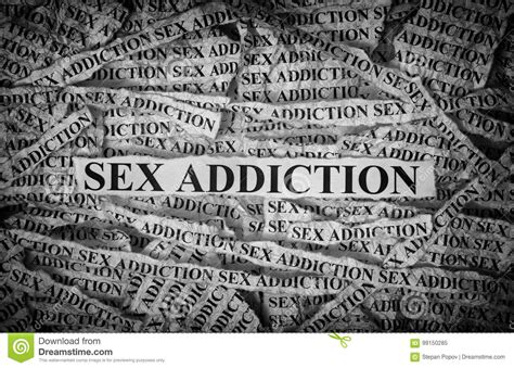 Sex Addiction Torn Pieces Of Paper With The Words Sex Addiction Stock