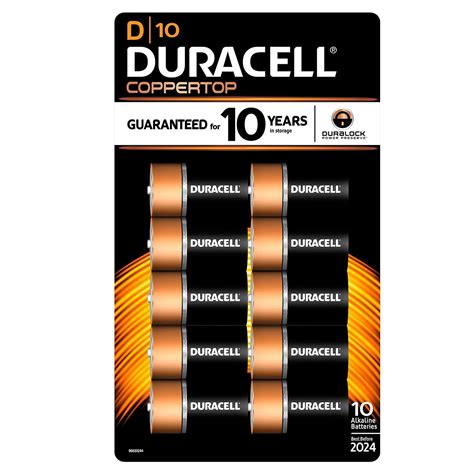 Duracell Coppertop Alkaline Batteries D 10 Ct