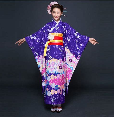 high fashion purple japanese national women kimono traditional yukata