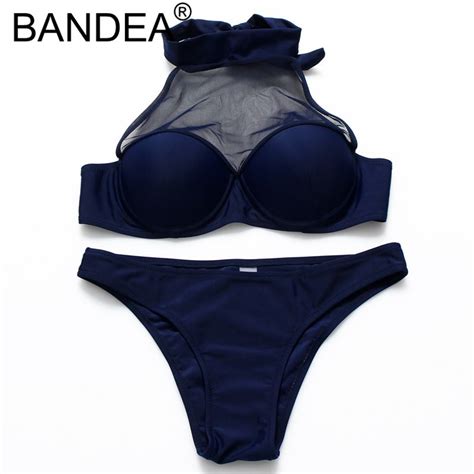 bandea bikini 2017 new design swimsuit necklace swimwear mesh bikinis