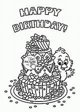 Birthday Coloring Pages Cute Card Kids Cake Cards Printable Printables Big Happy Wuppsy Holiday Sheets Color Children sketch template
