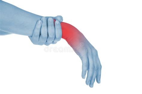 sore wrist hand shown red stock image image  rheumatoid blue