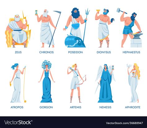 ancient greek gods  goddesses set royalty  vector