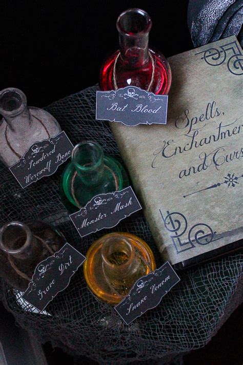 printable spell book cover  potion labels  halloween