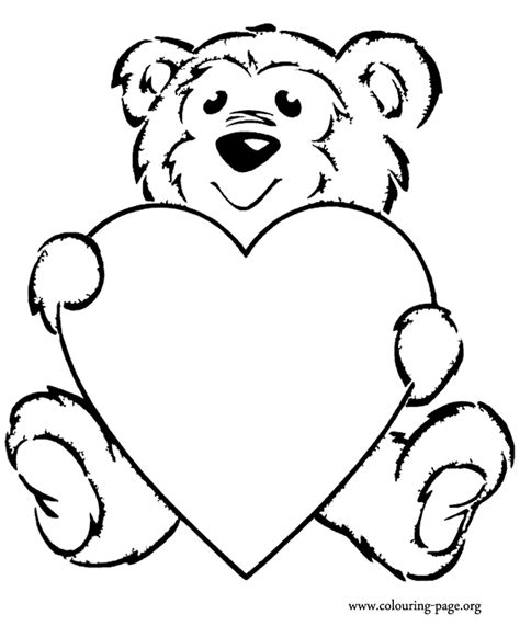 bears teddy bear   heart coloring page