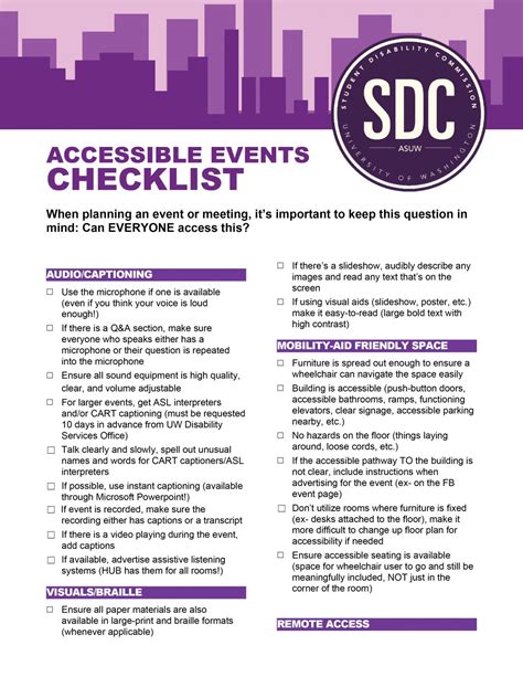 accessible checklist student disability commission