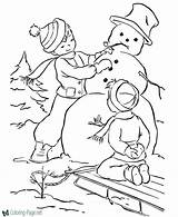 Coloring Snowman Pages Building sketch template