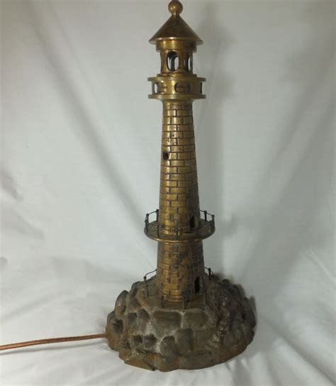 Tall Antique Brass Bronze Lighthouse Lamp Lighthouse