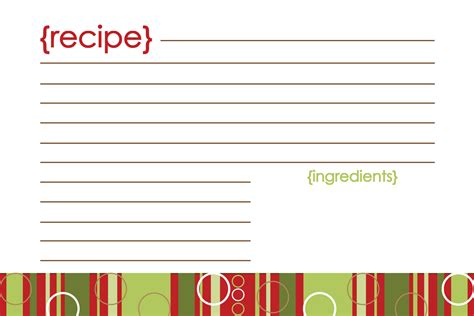 printable christmas recipe card template     printablee
