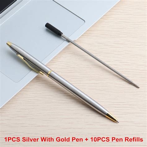 2 11 20 Pcs Metal Ballpoint Pen 0 7mm Stainless Steel Ball Pen For