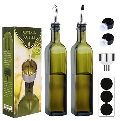 [2 pack]aozita 17 oz glass olive oil dispenser bottle set
