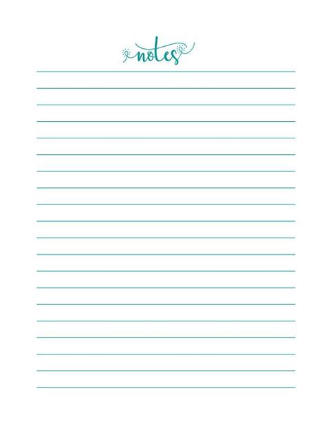 printable lined notes insert note pad colorful planner etsy writing