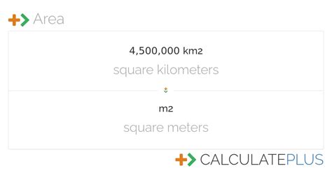 Conversion Of 4 500 000 Km2 To M2 Calculateplus