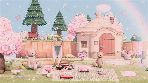 animal crossing  horizons acnh pink fairycore house build decorate