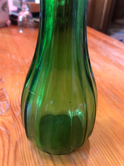 Dark Green Glass Ridged Bud Vase Etsy
