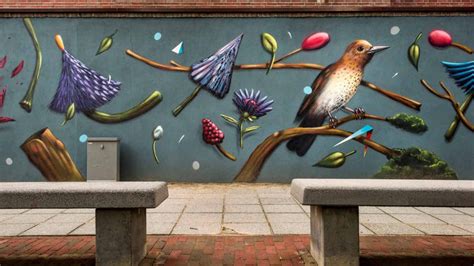 street art route breda anwb wandelen wandelen muurschildering kleurrijke vogels