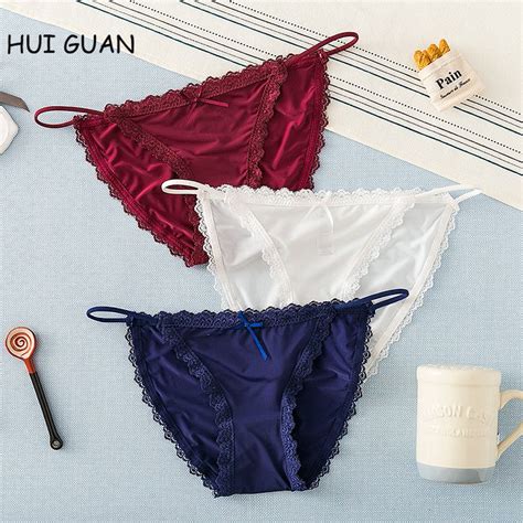 hui guan japan style lace ice silk panties sex thong soft fashion crotch cotton breifs lingerie