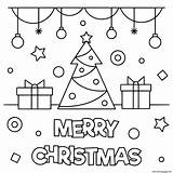 Christmas Merry Coloring December Tree Pages Decorations Printable sketch template