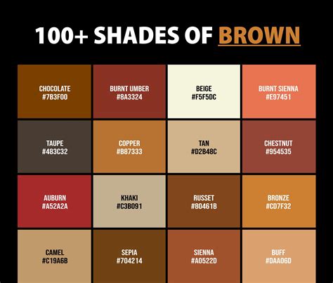 heres  full list   brown shades youll find   brown hues