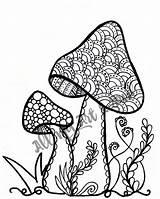 Mushroom Zentangle sketch template