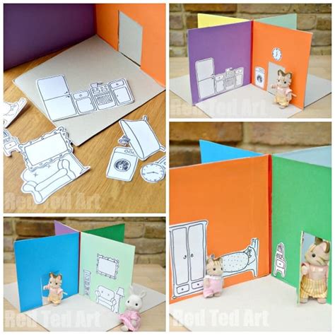 diy foldable doll house   cereal boxes red ted arts blog