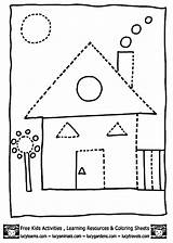 Coloring Dot Shapes Pages House Dots Shape Worksheets Printable Gif Kids Colouring Worksheet Preschool Houses Color Sheets Children Activities Template sketch template
